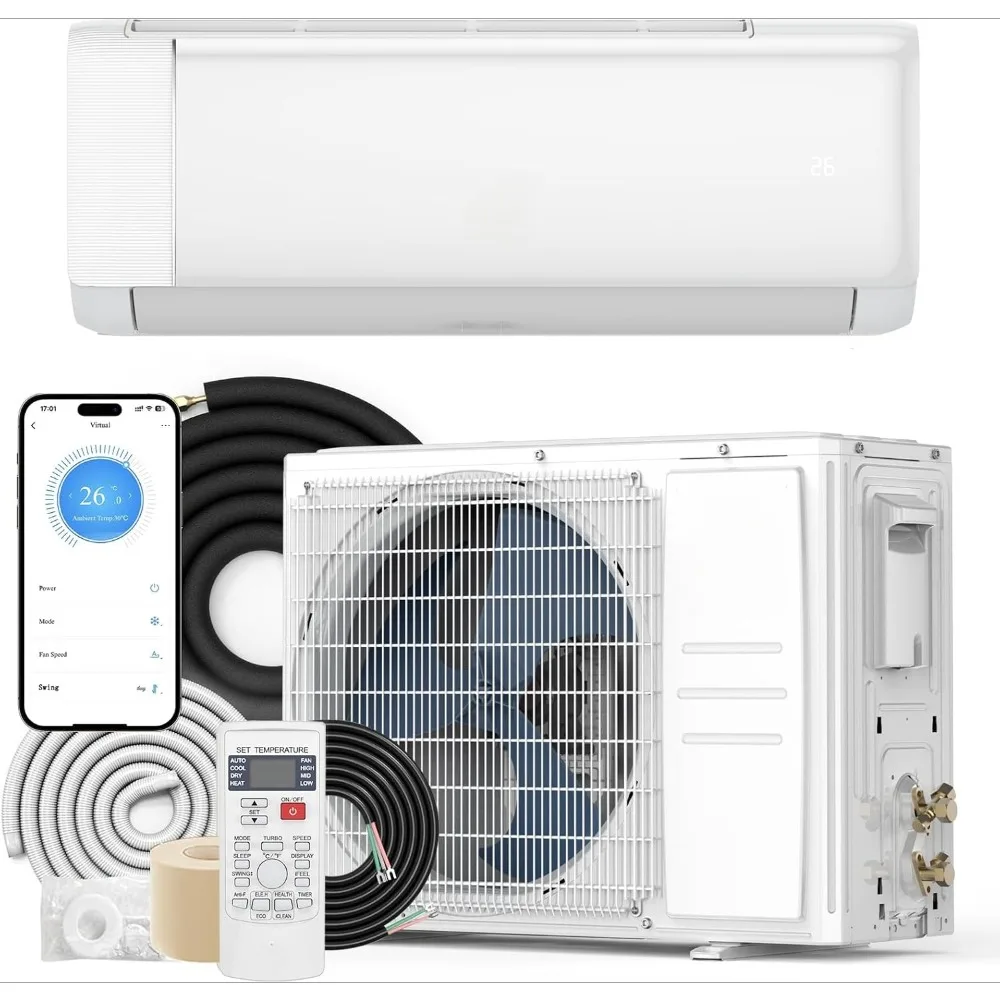 

9000 BTU Mini Split Air Conditioner and Heater, 18.5 SEER2 Ductless AC Unit with Heat Pump, 208-230V, Cools Up to 450 Sq.Ft