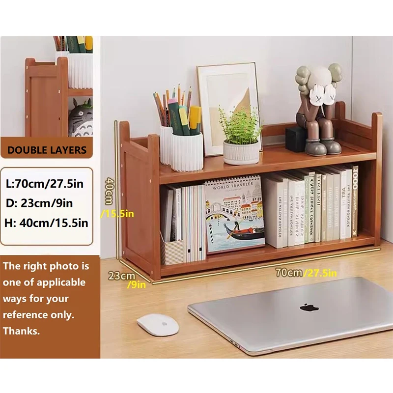 small double bookshelves desk stand storage racks bamboo wooden furniture office shelf for book magazine ECO-friendly