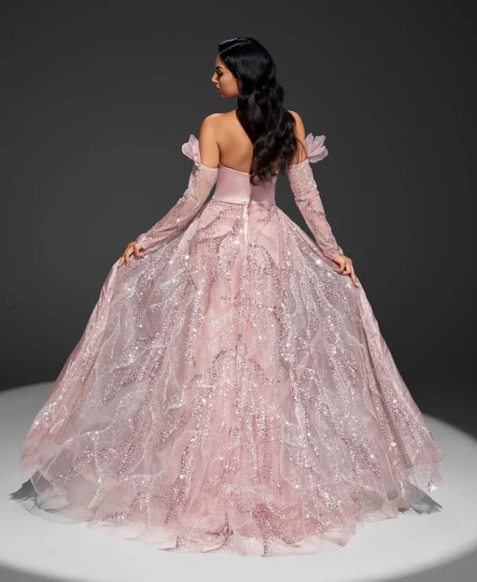 تخصيص جودة عالية طول الكاحل الخامس الرقبة قفازات التجاعيد سستة مطرز عالية شوكة فساتين للمناسبات الخاصة Placzenieее в УСПКСН