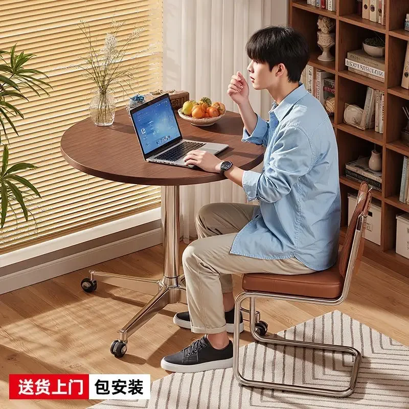 Lifting movable dining table, dual-purpose household small apartment multi-functional desk