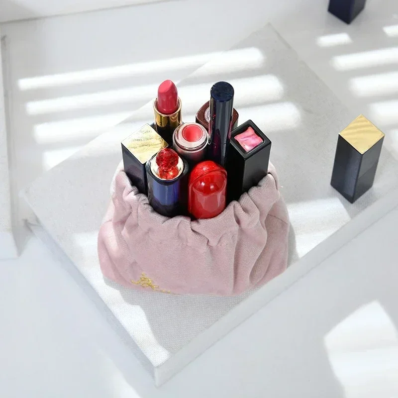 Velvet Portable Storage Pouch, Auto Close Multi-functional Bag for Earphone, Data Cable, Lipstick & Coin