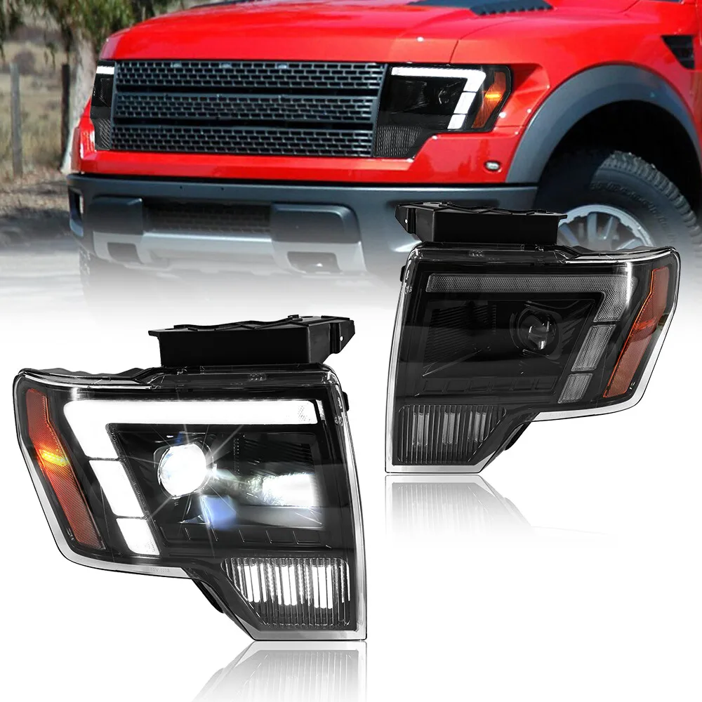 

1 пара светодиодных фар проектора в сборе для Ford F150 2009-2014, передняя фара, последовательные аксессуары для фар DRL