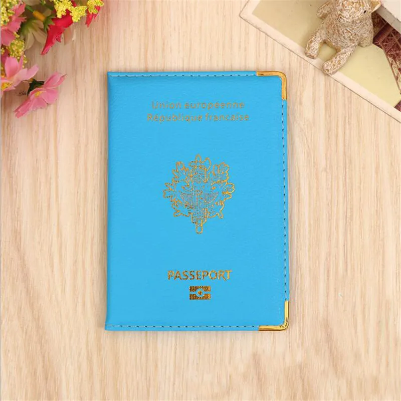 Fahsion France Passport Cover Women Men Travel Passport Case PU Leather Pink Passport Wallet Purse Girl Passport Holder