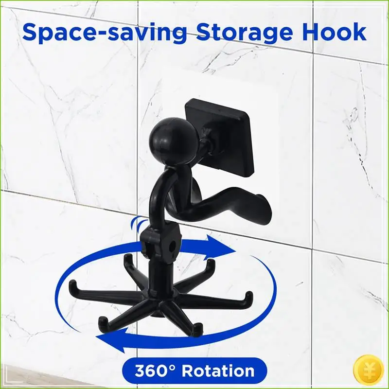 360° Rotating Utensil Holder Hook, 5-Piece Set, Self-Adhesive, Strong Load-Bearing, For Kitchen Bathroom Wardrobe
