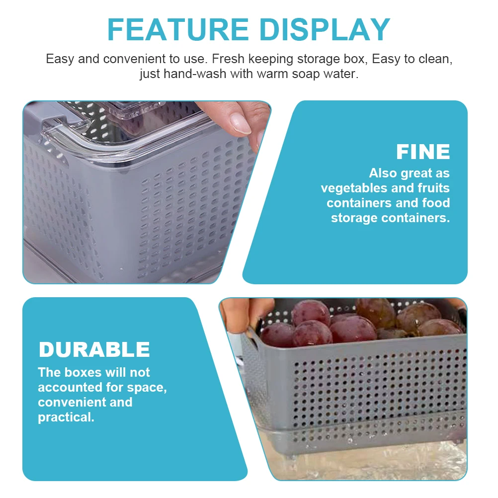 

Crisper Refrigerator Organizer Food Storage Container Fruit Kitchen Drain