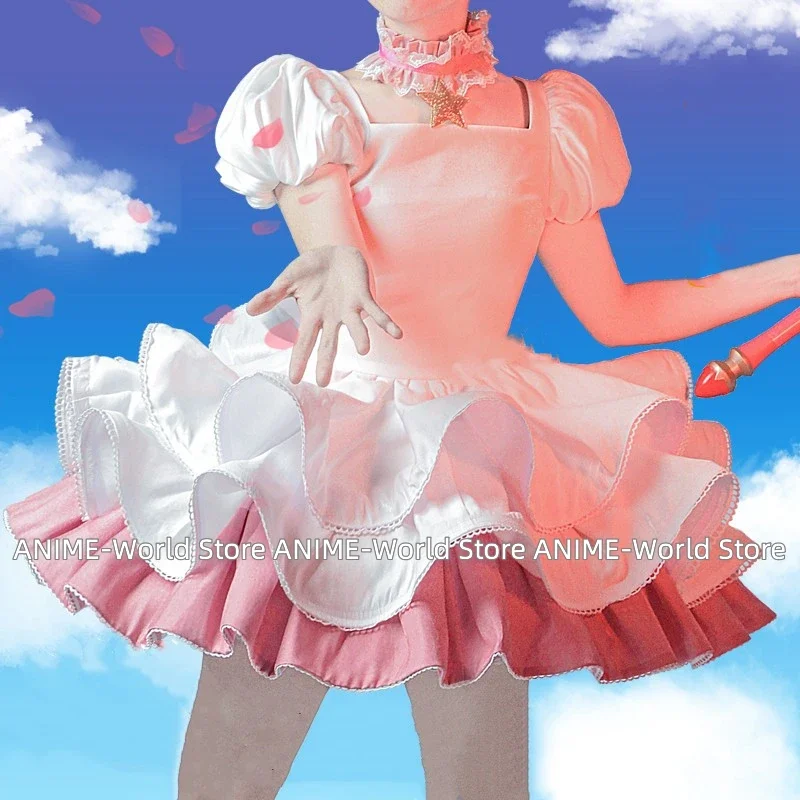 PRE-SALE High Quality Anime Card Captor Sakura Cosplay Kinomoto Sakura Pink White Dress Cosplay Costume Cute