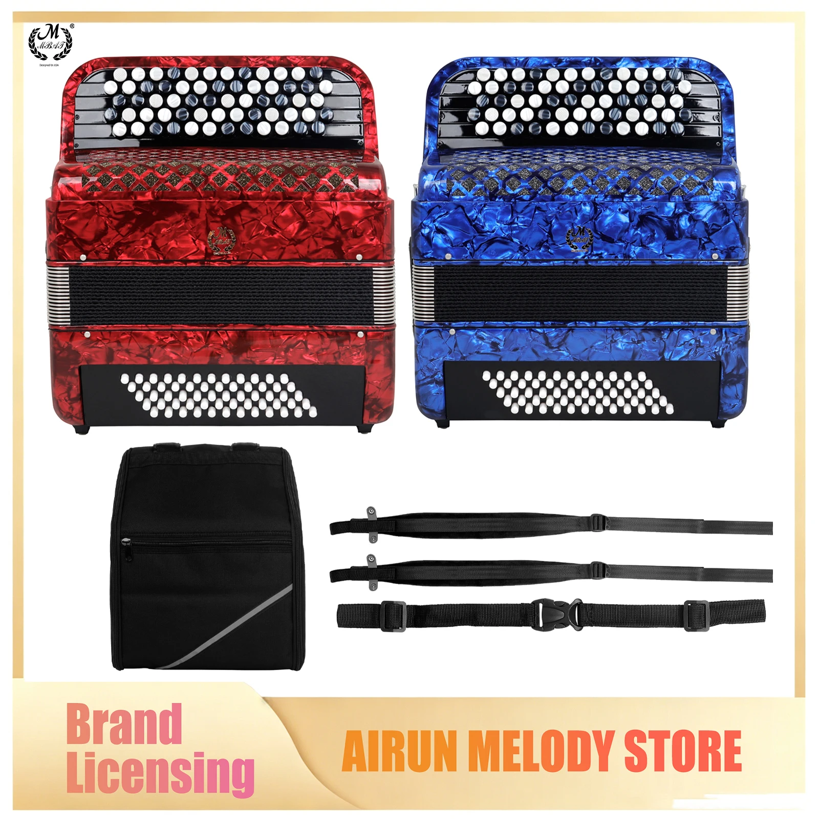 M MBAT 62 Keys 60 Bass Keys Accordion Professional Button Bayan Accordion Chromatic Bayan Instrument for Accordion Performance