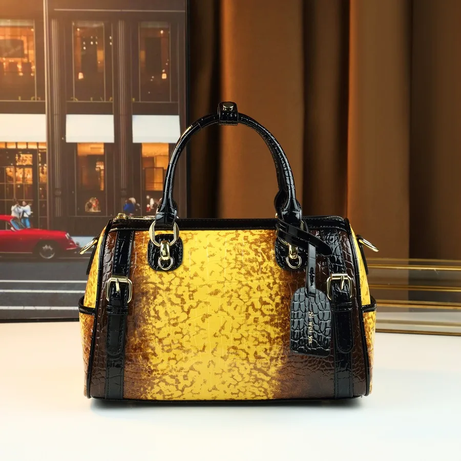 

New Crocodile Pattern Gradient Two Color Large Capacity Pillow Bag for Women, Handbag for Outing, Single Shoulder Crossbody Bag