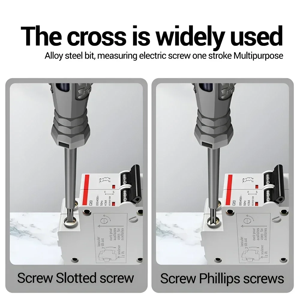 قلم اختبار كهربائي مع مؤشر 2 قطعة قلم اختبار الجهد مشقوق + مفك براغي منزلي فيليبس أدوات كهربائي