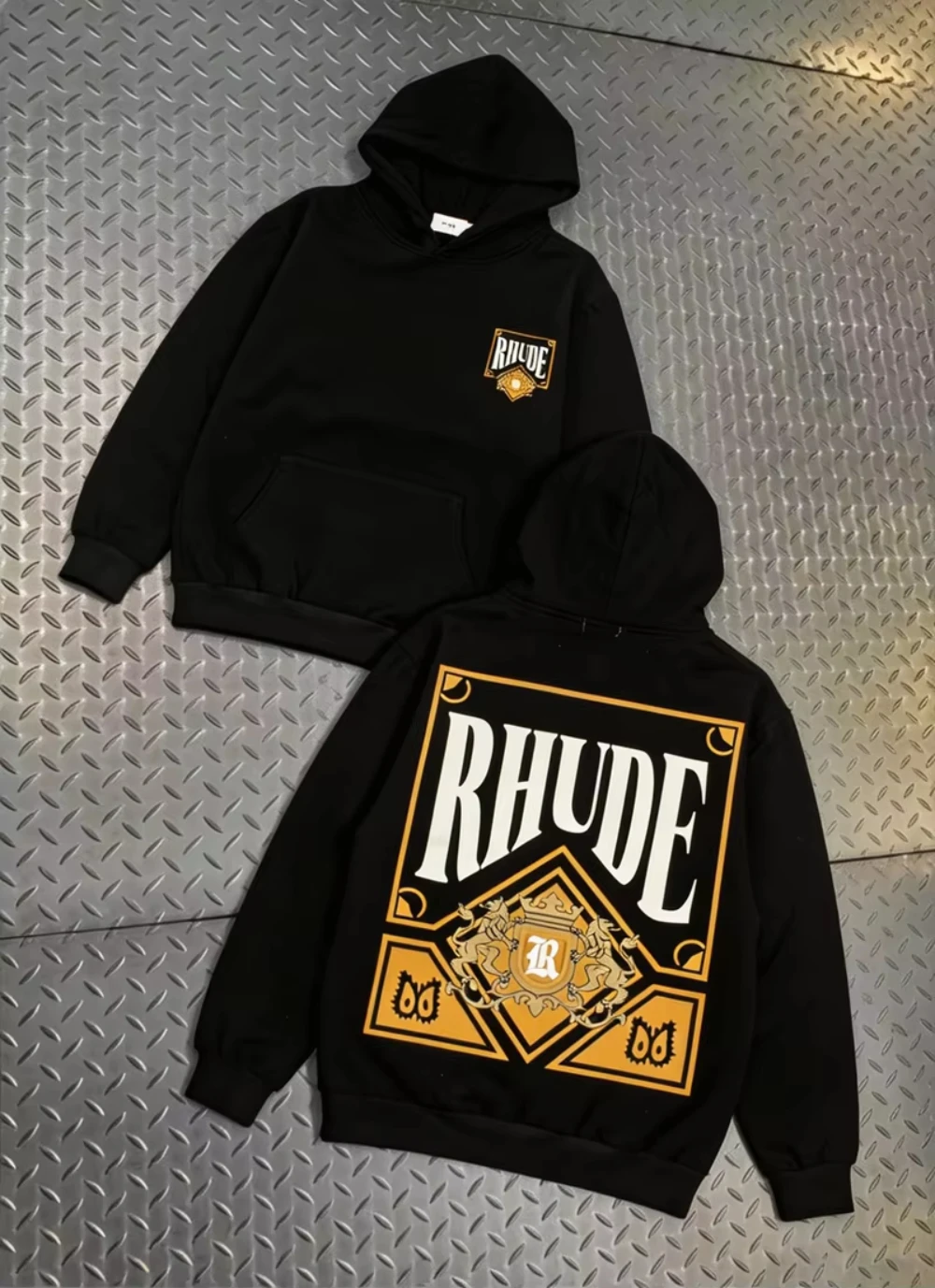 2026 Unisex Autumn Vintage Frame Badge Graphic Hoodie Retro Decorative Emblem Front Back Print Long Sleeve Streetwear Sweatshirt