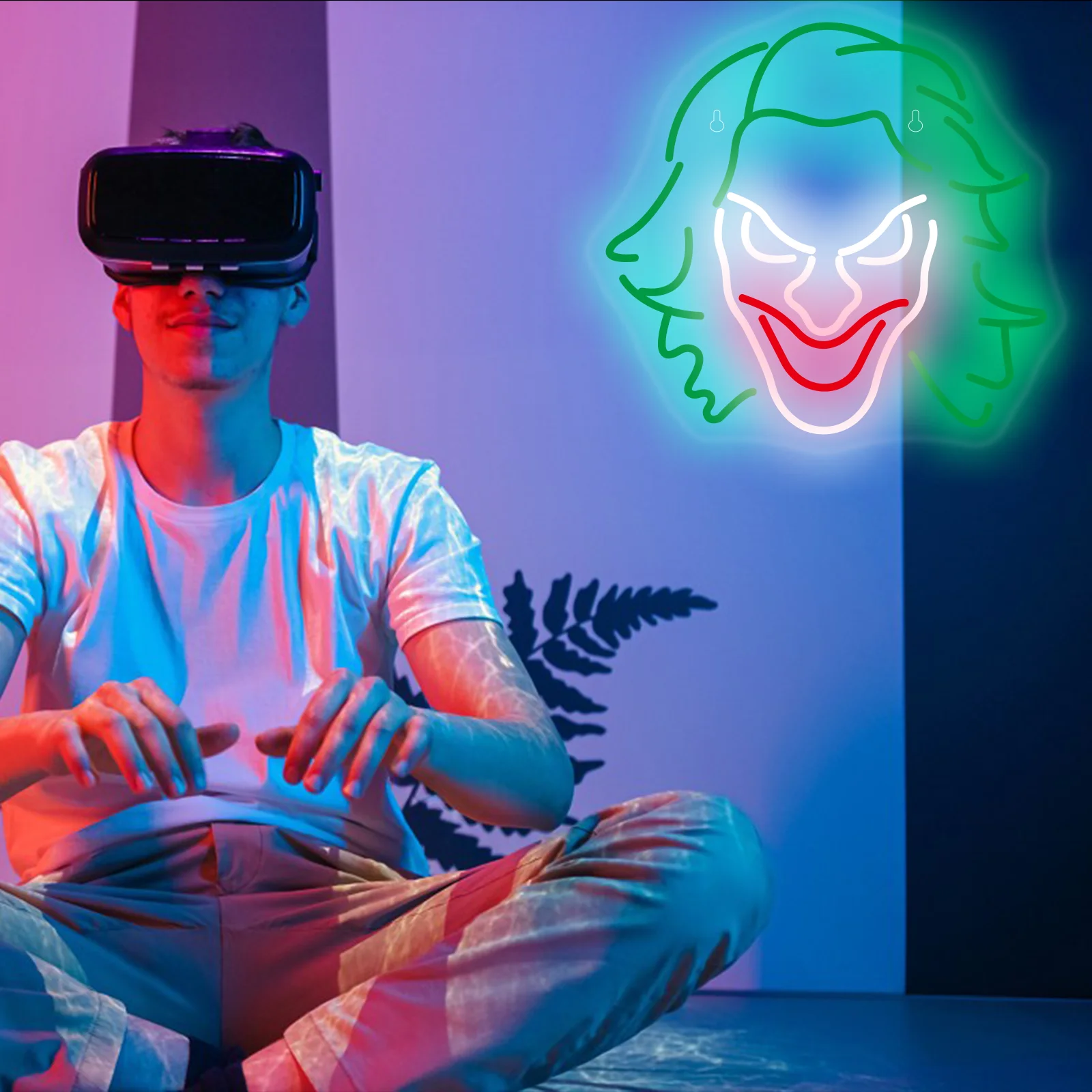 Джокер Неоновая светодиодная вывеска с регулируемой яркостью Аниме Украшение комнаты для дома Спальня Бар Вечеринка Клуб Настенный светильник с питанием от USB Art Comic Lights Знаки