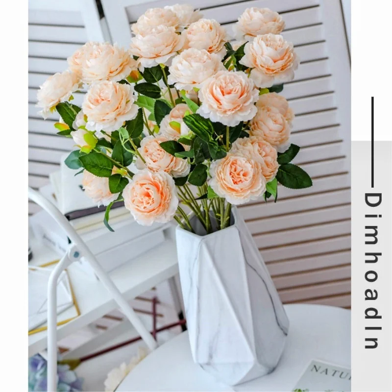 

Artificial Peony Bouquet DIY Rose Flowers 61cm 3Fork layout Artistic beautification materials Home New Year decoration plants