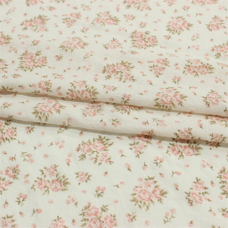 140X45cm Thin Cotton Blend Fabric Floral Printing Pastoral Style Soft  Breathable Feel DIY Children\'s Shirt Skirt Home Clothing