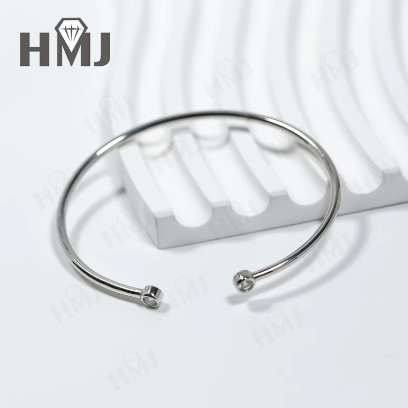 مويسانيتي الإسورة المفتوحة 925 الفضة الاسترليني هدية الذكرى سحر حزب بالجملة منفذ المصنع تمرير جهاز اختبار الماس للارتداء اليومي #6