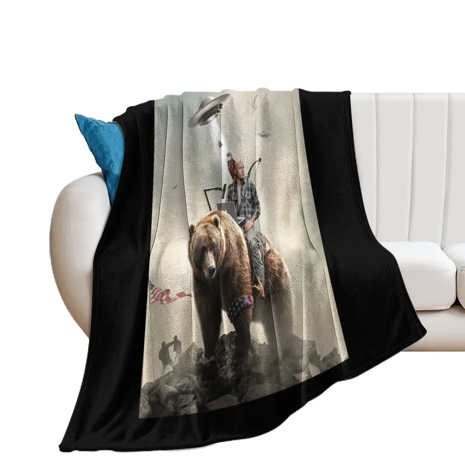 

Joe Rogan Riding A Bear (+ Aliens) Throw Blanket cosplay anime warm for winter warm winter Bed Fashionable Blankets