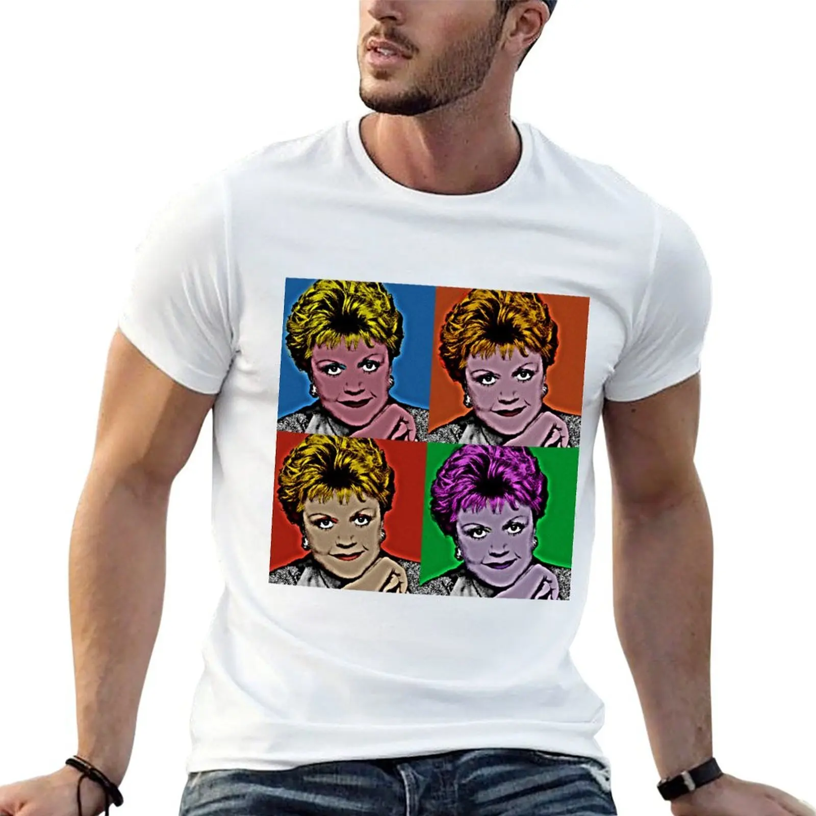 

Jessica Fletcher in Pop Art Style Lithography T-Shirt t shirt custom print anime t shirts for man man t shirt cotton T-shirt
