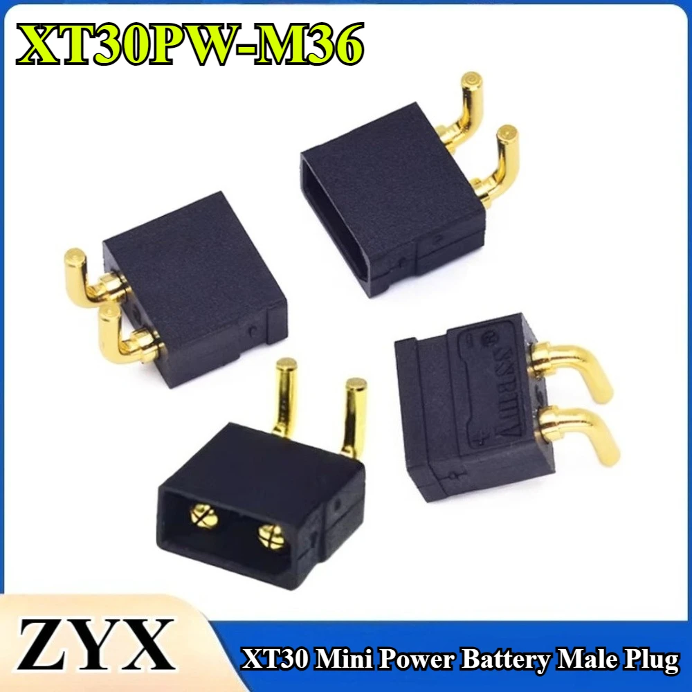 XT30PW-M36 Male Plug ESC Motor PCB Board Gold Plating Plug XT30 Upgrade Right Angle Plug Connector for RC Mode Battery Charger