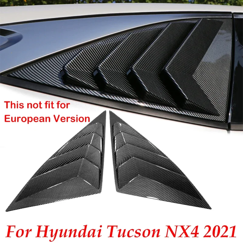 

For Hyundai Tucson NX4 2021 Car Rear Window Side Vent Shutter Louver Cover Trim Black Carbon Fiber Exterior Auto Accessories