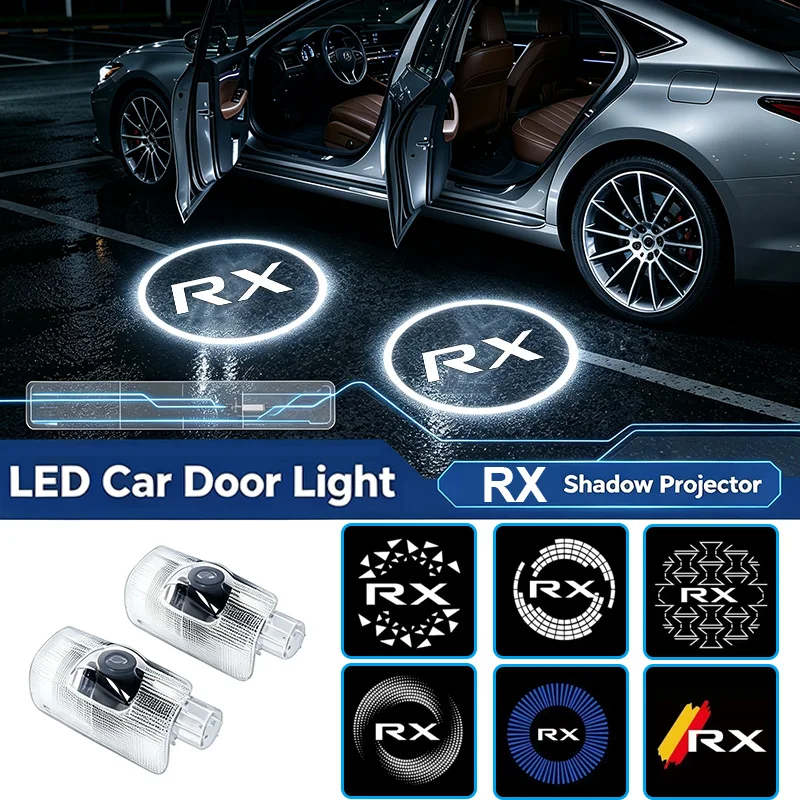 2Pcs LED Car Door Welcome Light For Lexus RX Emblem 2007-2020 RX270 RX300 RX330 RX450 Modified Shadow Projector Atmosphere Lamp