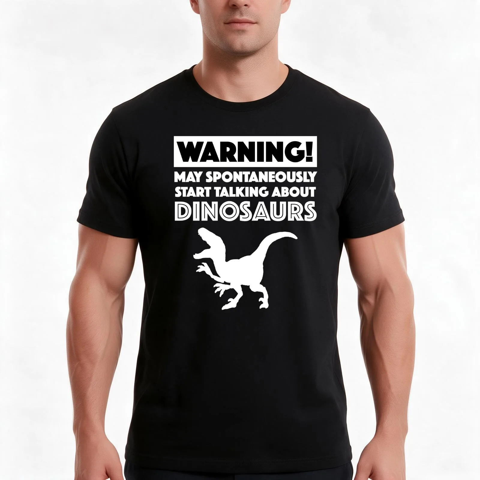 Warning! May Spontaneously Start Talking About Dinosaurs T-Shirt, Summer Casual Cotton Tee, Oversized Streetwear Tops