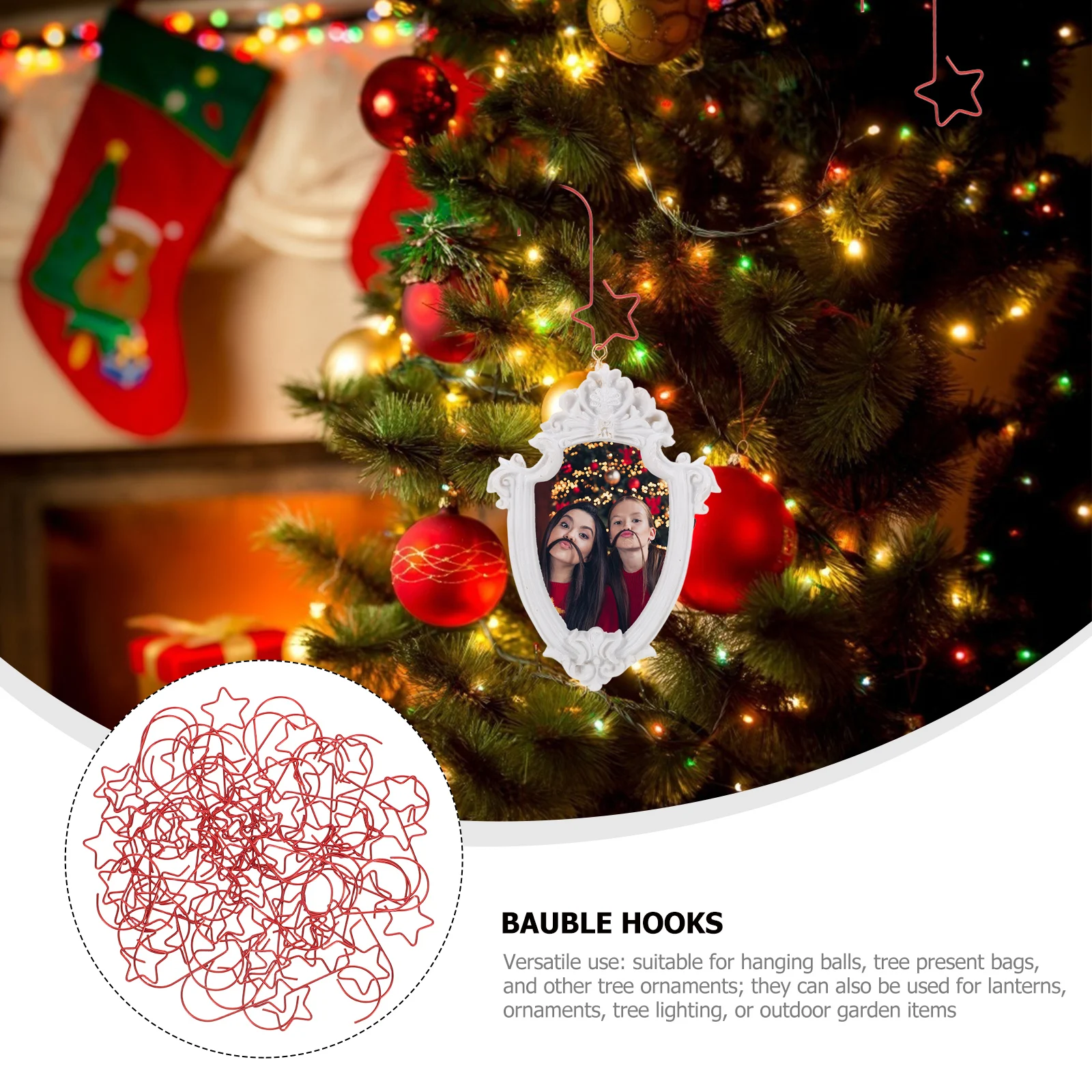

5 Bags Five-pointed Star Hook Festival Ornament Hooks Decorate Hanging Plastic and Gold-plated Wire Hangers