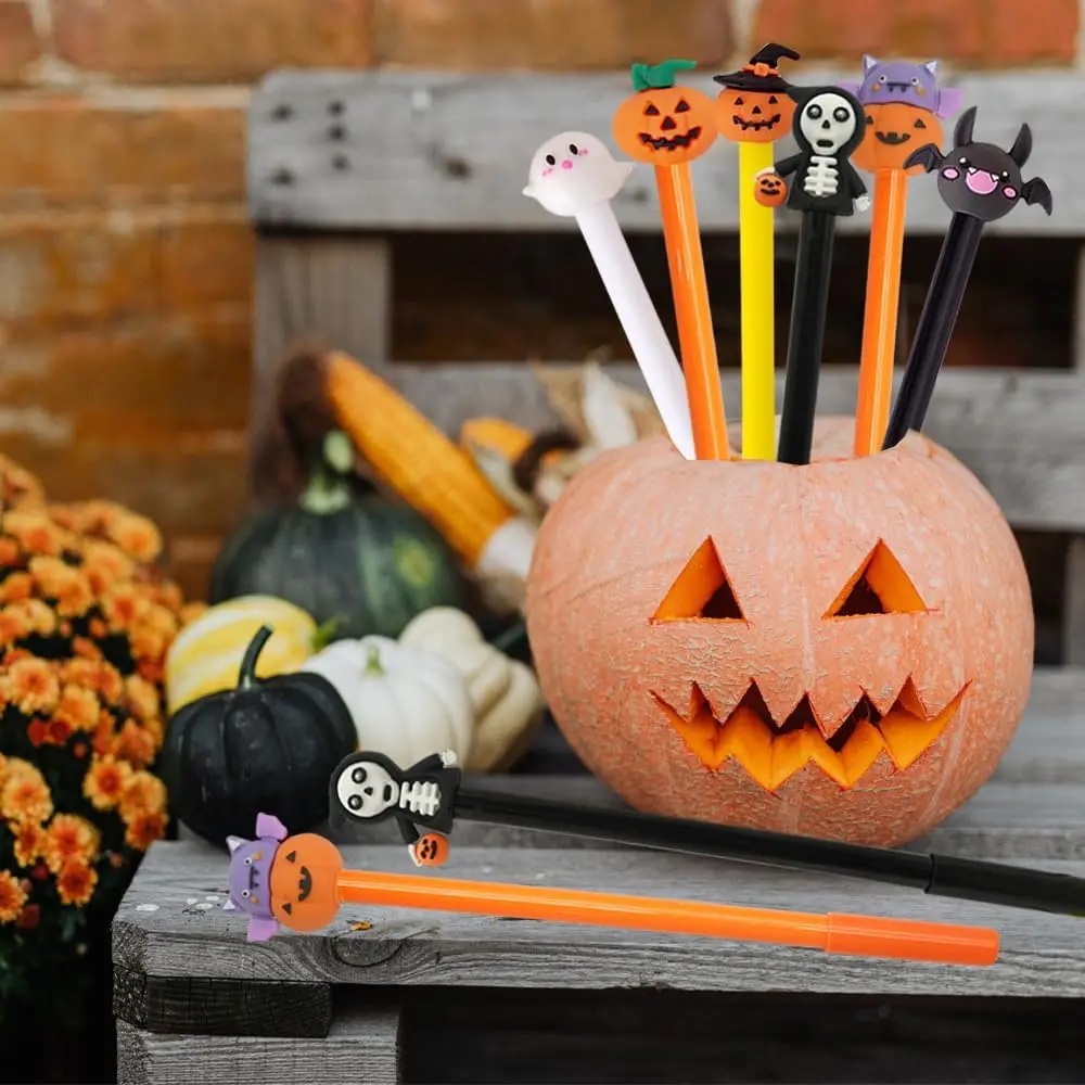 6/12/24/48 Stück Halloween Wackelstift Kreativer Kürbis-Leuchtstift Fledermaus-Geist Halloween-Party-Geschenke Schülerpreise Niedlicher Unterschriftenstift – Detail 5