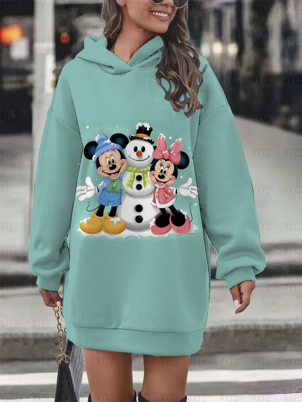 2024 new autumn and winter Disney Mickey Mouse Mickey print sweatshirt Christmas gift women\'s comfortable dress hoodie