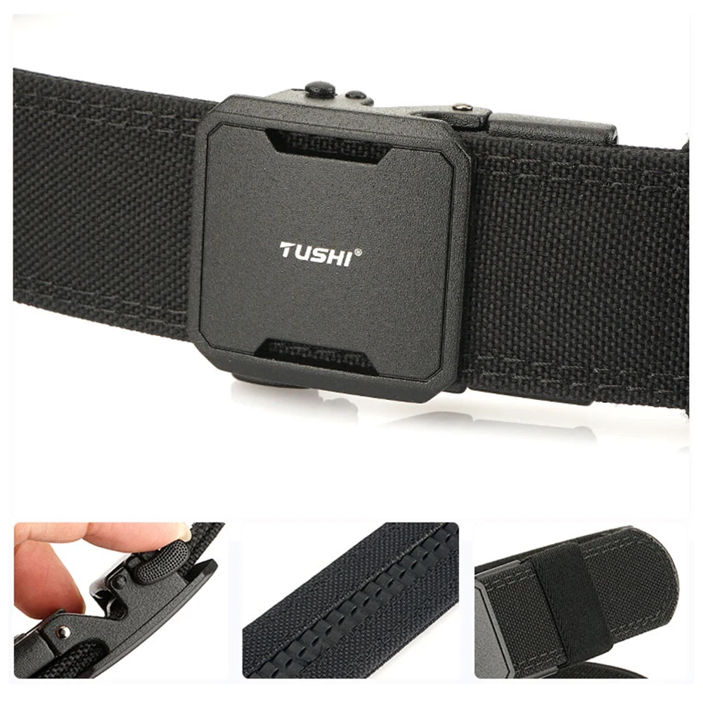 TUSHI Gürtel, harter taktischer Gürtel für Herren, Waffengürtel, EDC, Zinklegierungsschnalle, IPSC 1100D Nylon, Outdoor-Sportgürtel, männlicher Militärgürtel – Detail 12