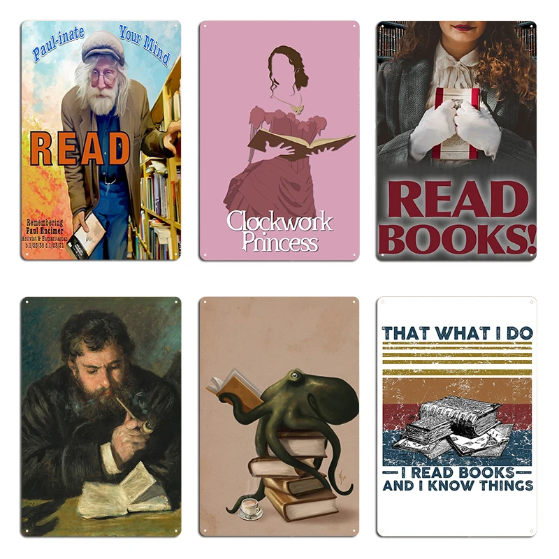 الكتب الملحمية لقراءة رجل تيريزا تيسا الرمادي عقارب الساعة الأميرة بول يركب عقلك قراءة ملصق علامة القصدير المعدني العتيق