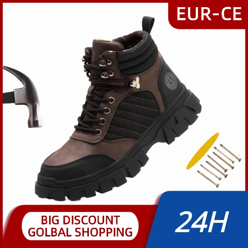 

Indestructible Sneakers Slip Resistant Puncture-proof Outsole Security Protective Shoes Steel Toe Anti Shock Work Hiker Boots