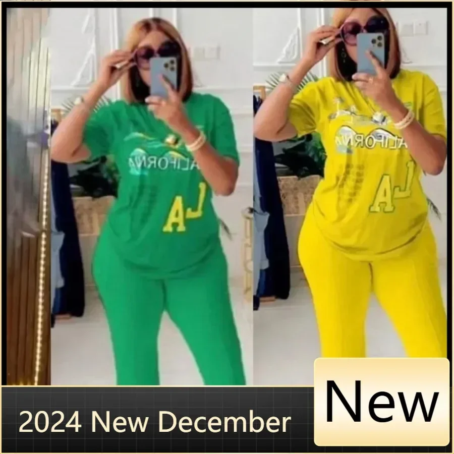 

Customized 2 Piece Women Set Dashiki African Clothes Summer Autumn New Fashion Short Sleeve Top And Pants Suit Party Lady Matchi