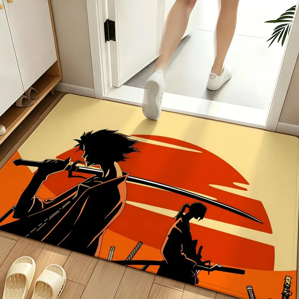 anime S-Samurai C-Champloo Floor Mat Soft Flannel Floor Mat  Suitable for Entryways, Living Rooms, Bedrooms, and Bathrooms