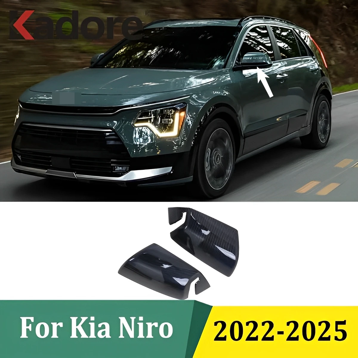 

For Kia Niro SG2 2022 2023 2024 2025 ABS Carbon Fiber Side Door Rearview Mirror Cap Cover Trim Exterior Car Accessories