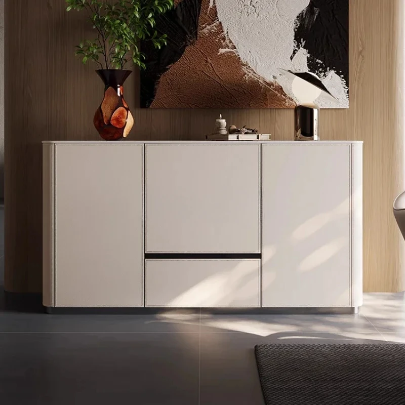 

Solid wood saddle leather entrance locker living room household dining side cabinet bedroom storage side cabinet