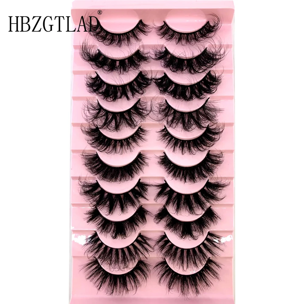 HBZGTLAD 10 pairs of fluffy dramatic natural messy cross cross fluffy curled mixed style extended false eyelashes wholesale