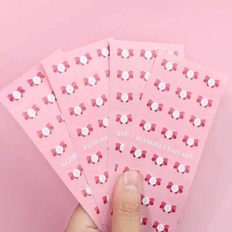 Number Round Nail Number Stickers Digital Label Paper Self-Adhesive Number Gel Polish Mark Manicure Bow LovelySorting Sticker