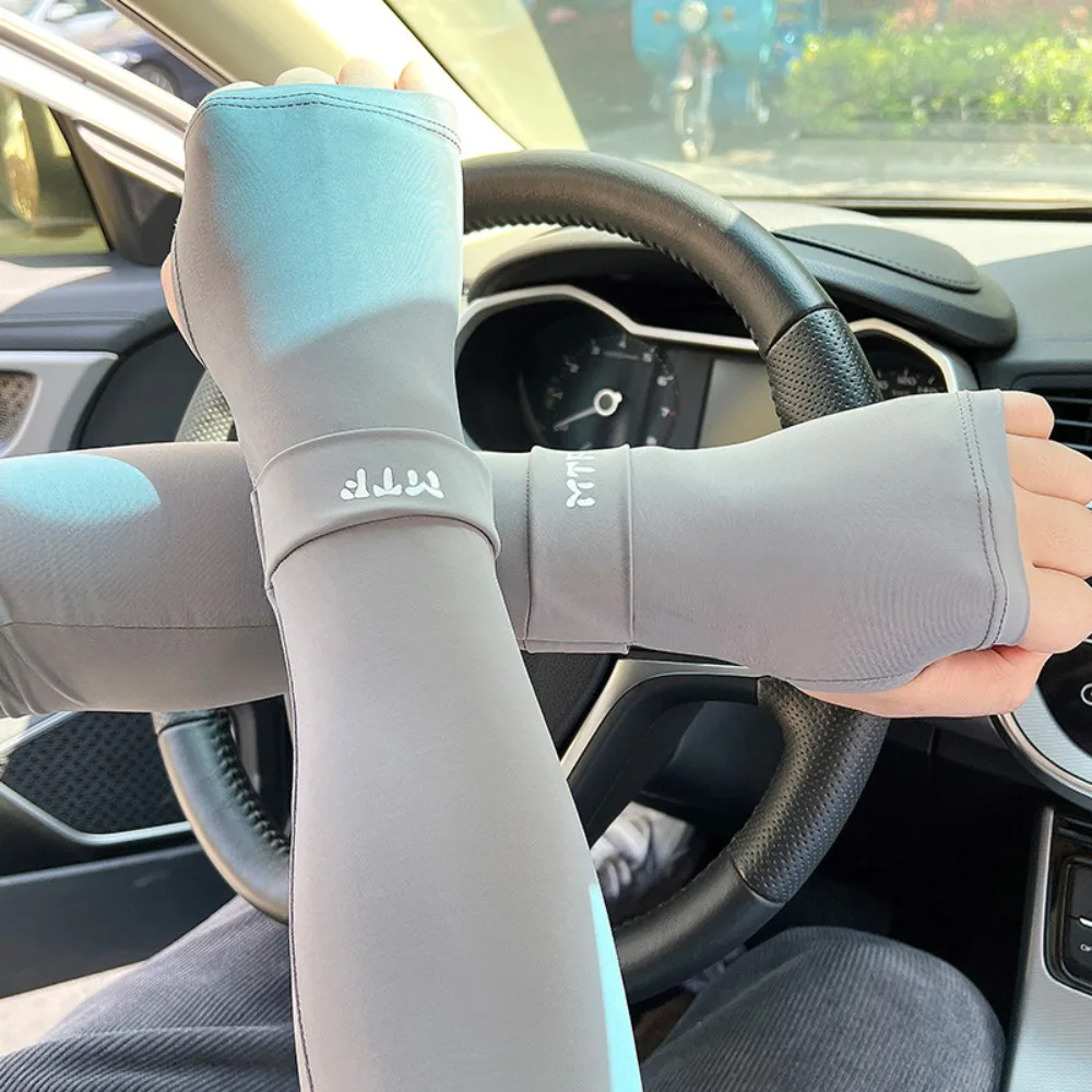 Arm Protection Long Ice Silk Sleeves Loose Checkered Sunscreen Arm Covers UV Insulation Elastic Cycling Gloves Women