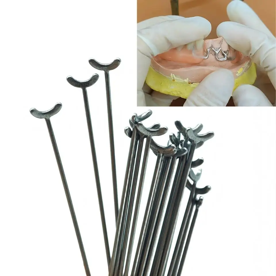 Dental Lab Preformed Stainless Steel Clasp Rods Curved Head Design For Removable Partial Denture Framework Retainer Wire