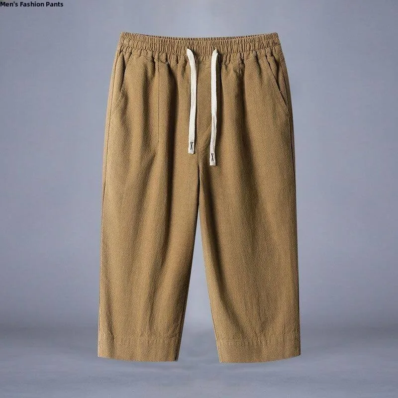 Loose Fit Linen Men's Shorts Straight Leg Thin Material Seven-Foot Pants Summer New Style Chinese Style Casual Male Shorts
