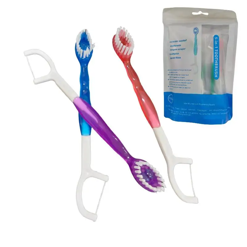 2/12Pcs Bursting Bead Disposable Toothbrush with Dental Floss Travel Oral Care Kit for Adults Outdoor Use