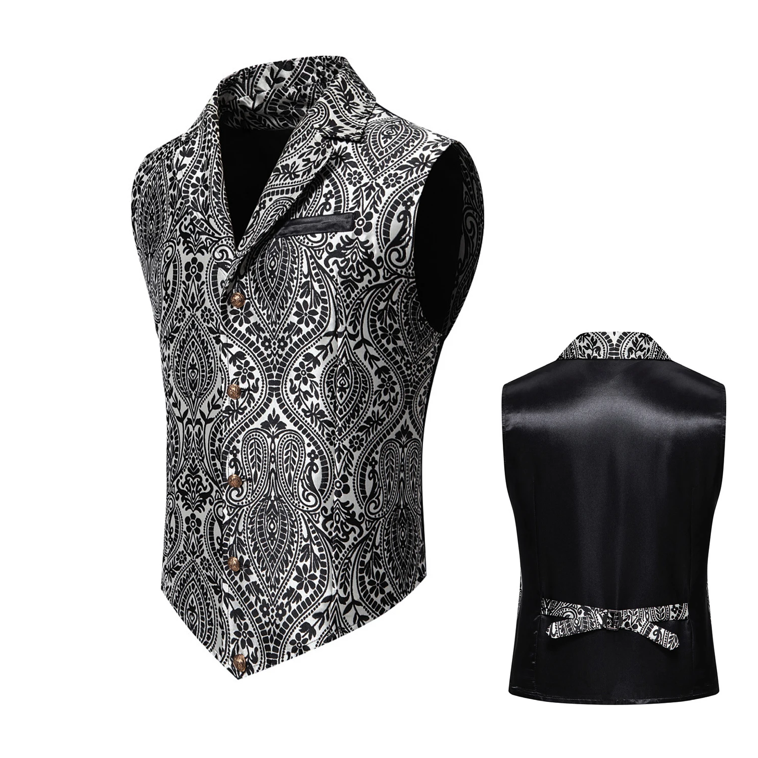 Chaleco de traje de boda de lujo para hombre, chaleco informal dorado con solapa de un solo pecho Jacquard, chaleco de vacaciones ajustado, rojo, rosa, negro y más disponible