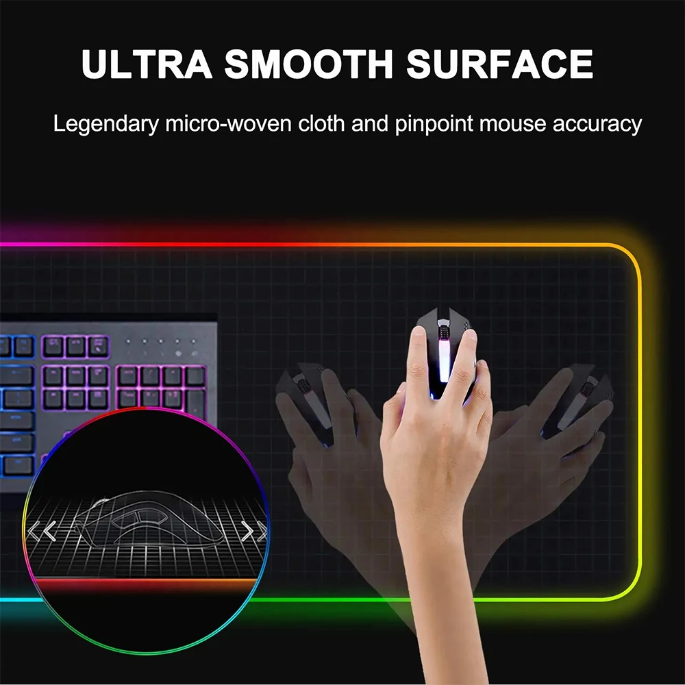 Imagem -03 - Jogo Quente Mundos de Warcrafts Wow Rgb pc Gamer Teclado Mouse Pad Mousepad Led Brilhante Tapetes de Borracha Gaming Computador Mausepad