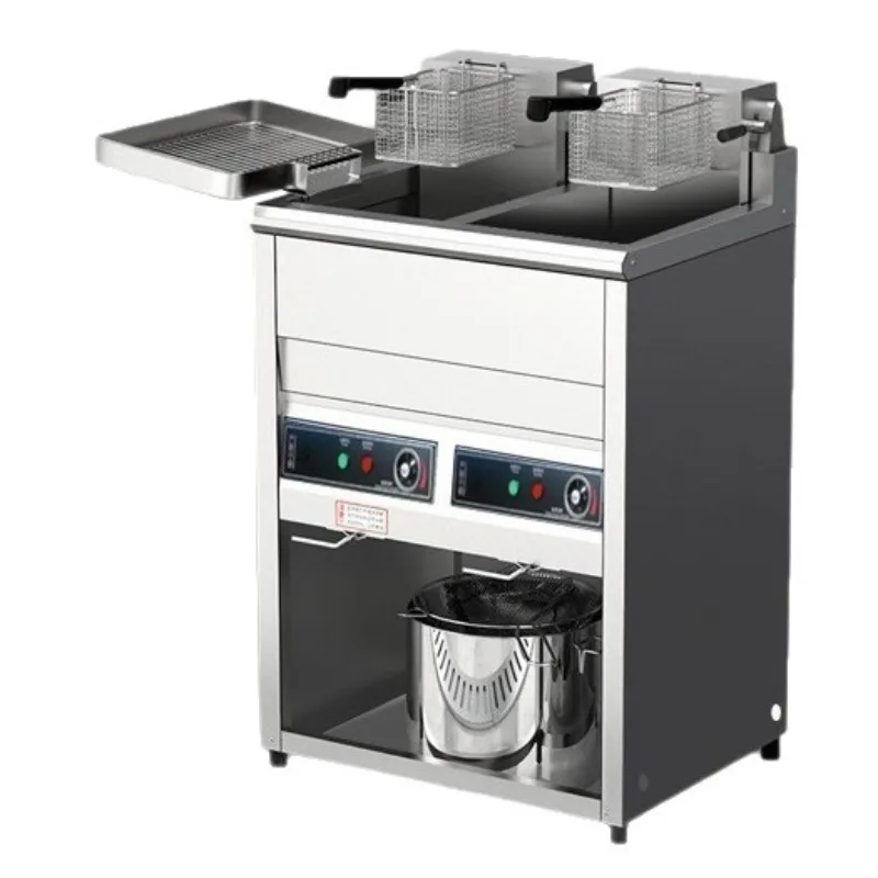 Vertical double-cylinder electric fryer 20L30L intelligent temperature can turn back heating tube fried chicken wings fritters