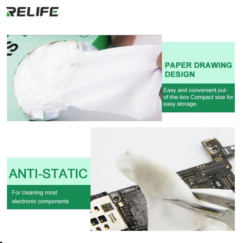 RELIFE RL-045-limpiaparabrisas de algodón antiestático para pantalla de teléfono móvil, limpiaparabrisas absorbente, limpieza de placa base
