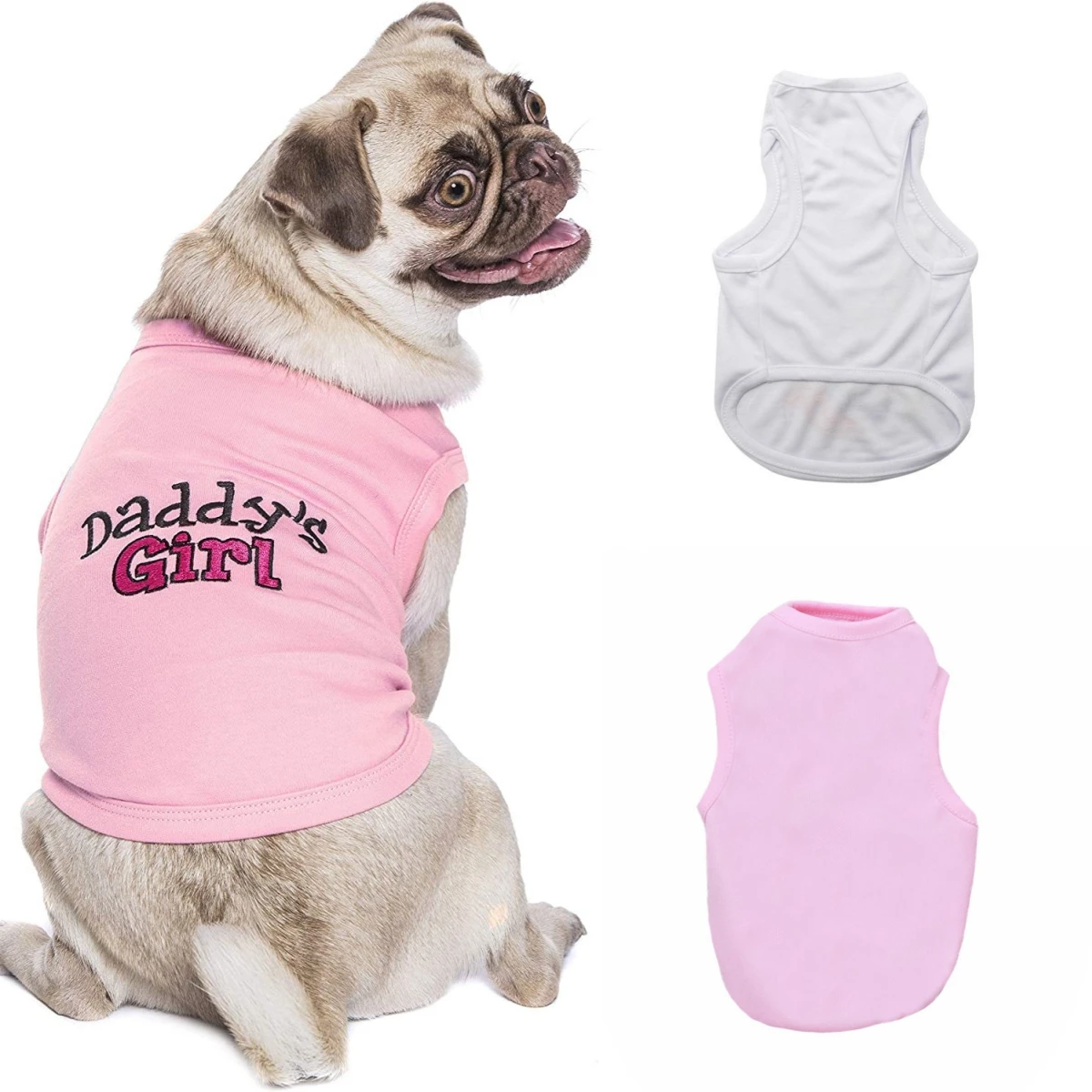 Thermal Sublimation Blank For Custom logo Polyester Pet Dog Clothes Cute Small Dog Casual White Powder Vest T-shirt