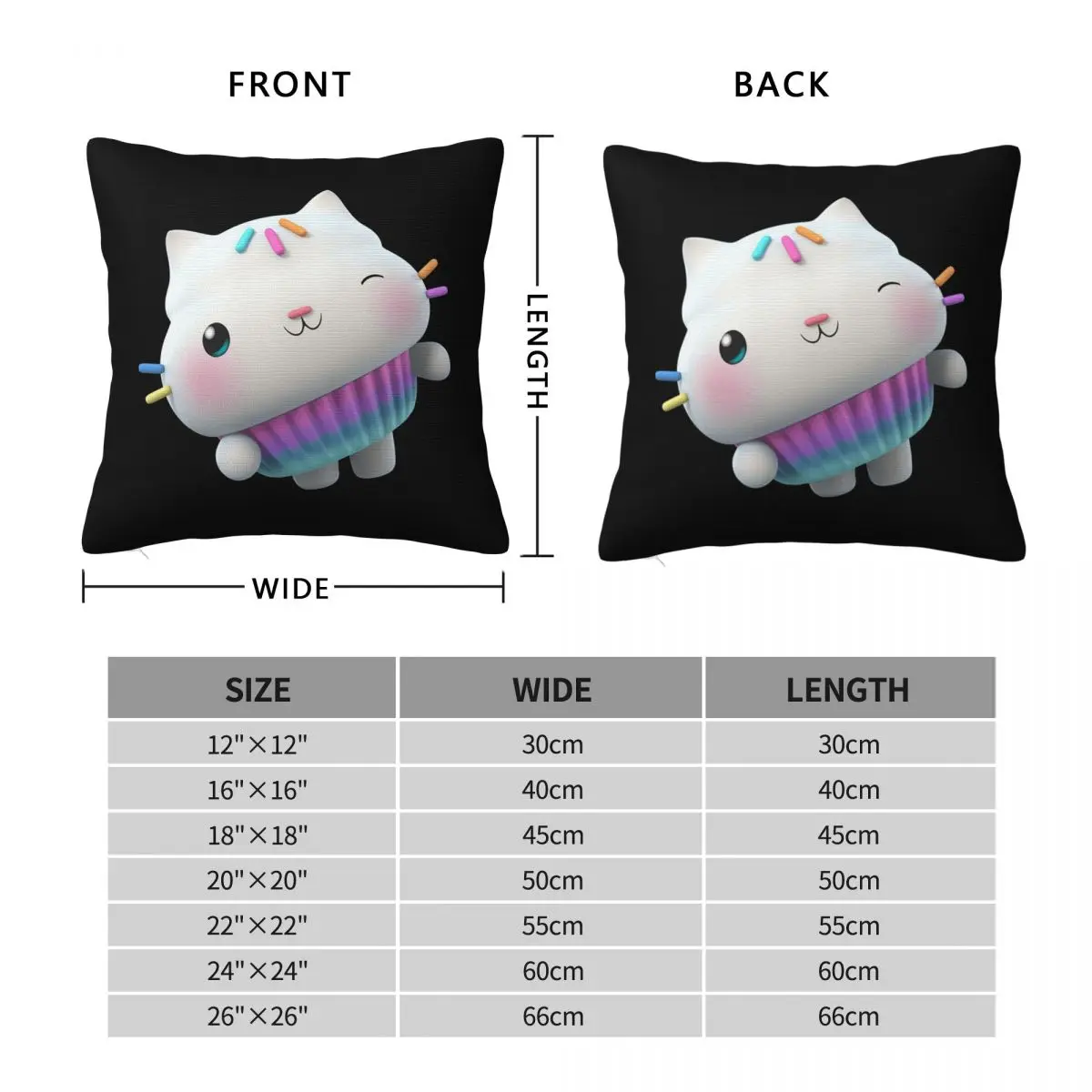 Gabbys Dollhouse Cakey Cat Square Pillowcase Pillow Cover Cushion Zip Decorative Comfort Throw Pillow for Home Living Room