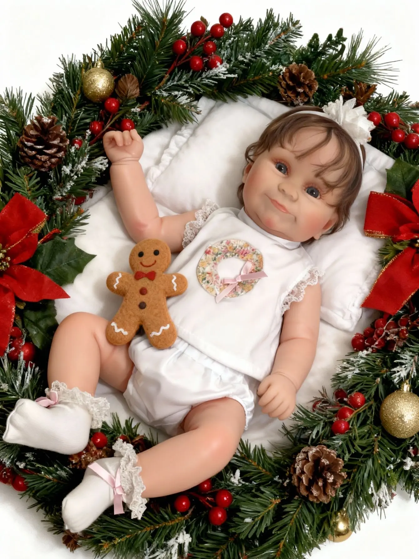 Boneca reborn 50 cm corpo de pano macio/boneca realista/unissex/olhos azuis/presente de Natal para menina