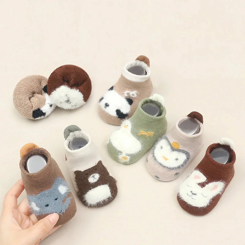 0-5Years Winter Thick Terry Cotton Baby Girl Sock with Rubber Soles Infant Animal Funny Sock Newborn Baby Indoor Floor Socks New