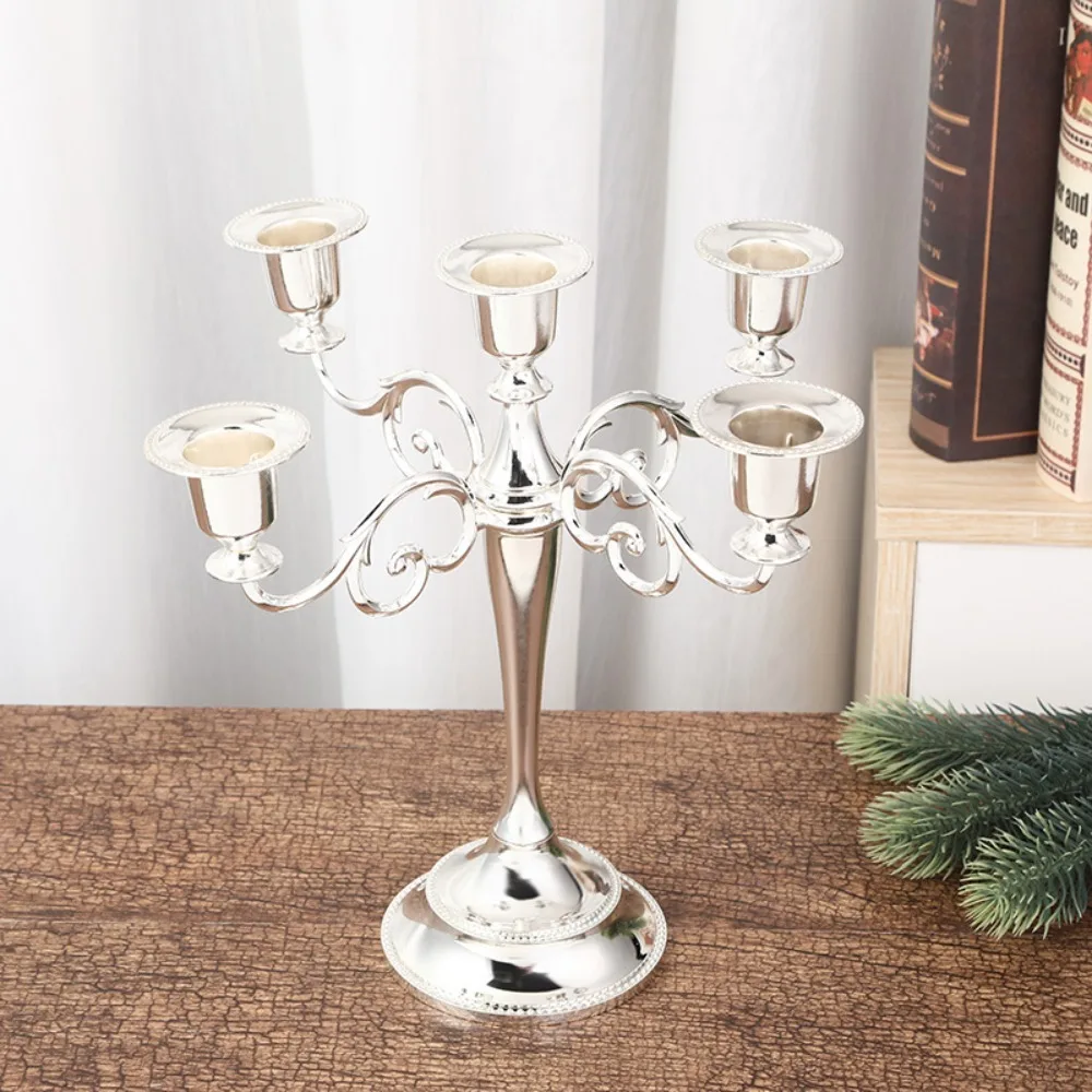 3/5 Arms European Candlestick Electroplated Vintage Candle Holder Retro Metal Alloy Candelabrum Restaurant