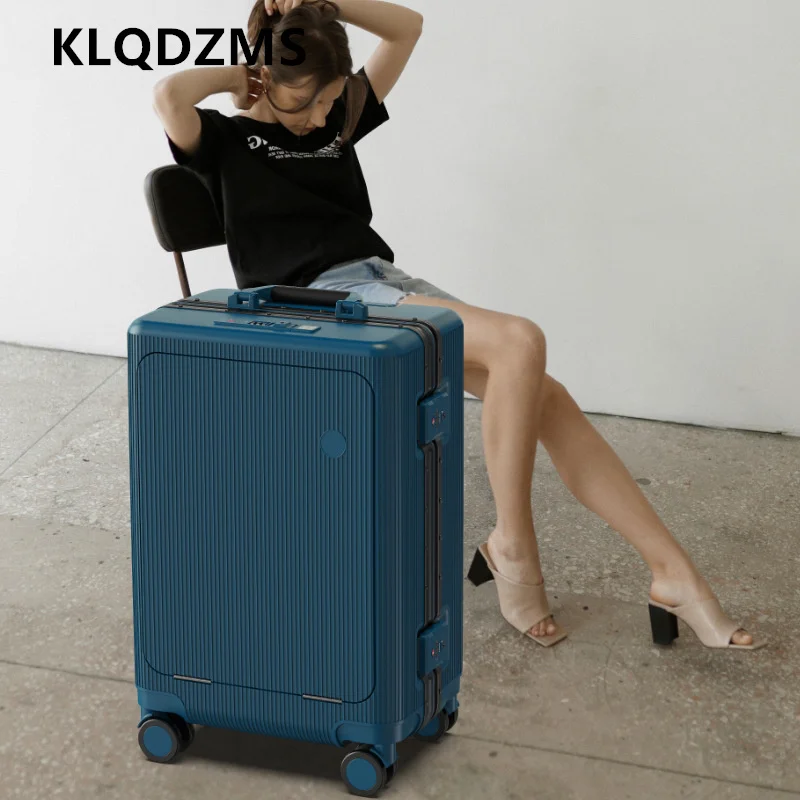 KLQDZMS ABS+PC Suitcase Front Opening Boarding Case Men's Laptop Trolley Case 20